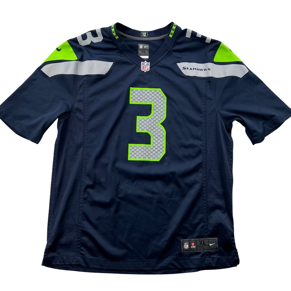 Nike Seattle Seahawks Russell Wilson Jersey Mens XL Navy Blue NFL On Field Gear